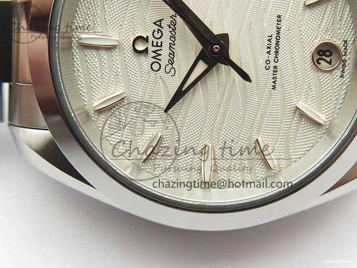 0121 Aqua Terra 150M 34mm Ladies SS VSF 1:1 Best Edition White Wave Dial RG Markers on SS Bracelet A WellDesigned 7928